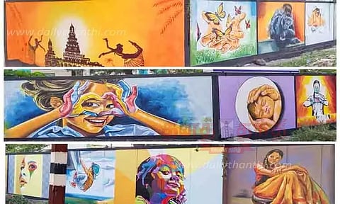 சுவர்களில் வண்ணமிகு ஓவியங்கள்