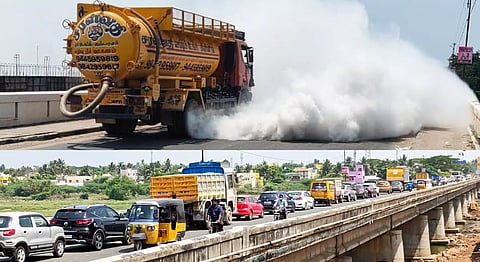 லாரியில் இருந்து திடீரென புகை வெளியேறியதால் பரபரப்பு