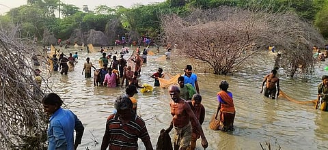 கண்மாயில் மீன்பிடி திருவிழா