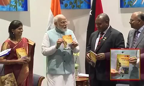 டோக் பிசின் மொழியில் மொழிபெயர்க்கப்பட்ட திருக்குறள் நூலை வெளியிட்டார் பிரதமர் மோடி...!