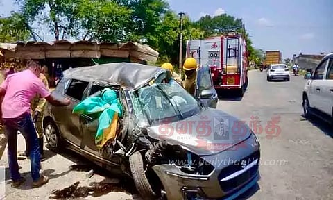கொட்டாம்பட்டி அருகே லாரி மீது கார் மோதல்; என்ஜினீயர் பலி - மனைவி, மகன் உள்பட 3 பேர் படுகாயம்