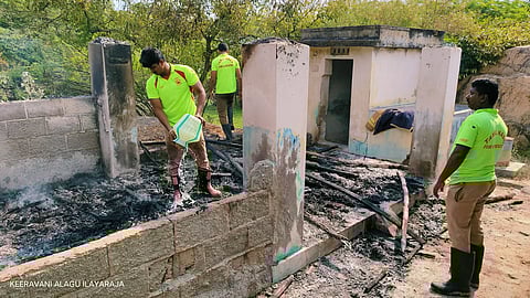 தீ விபத்தில் குடிசை எரிந்து நாசம்