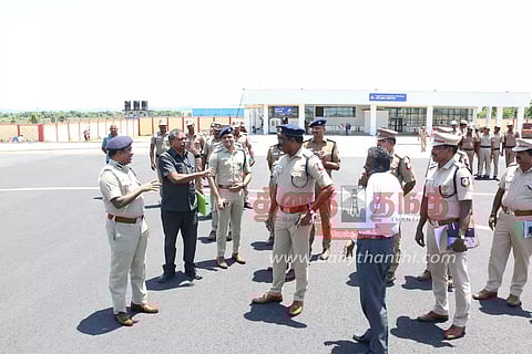 மத்திய மந்திரி அமித்ஷா வருகையையொட்டிவேலூர் அப்துல்லாபுரம் விமான நிலையத்தில் போலீஸ் டி.ஐ.ஜி. ஆய்வு