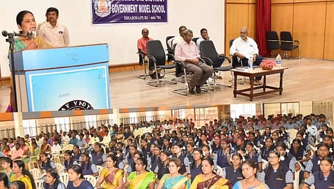 தர்மபுரி அரசு மாதிரி பள்ளியில் பிளஸ்-1 மாணவர் சேர்க்கை கலந்தாய்வு கூட்டம்; கலெக்டர் சாந்தி தலைமையில் நடைபெற்றது