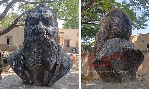 அலங்கோலமாக காட்சியளிக்கும் பெரியார் சிலை