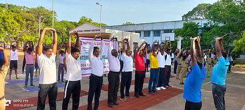 ஆதித்தனார் கல்லூரியில் உலக யோகா தின விழா