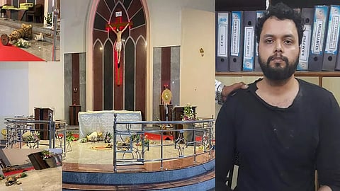 கிறிஸ்தவ தேவாலயத்தில் பொருட்கள் சூறை-வாலிபர் கைது