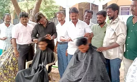 திருவொற்றியூர் அரசு பள்ளியில் 'புள்ளிங்கோ' ஸ்டைலில் வந்த 100 மாணவர்களின் தலைமுடியை வெட்டிய ஆசிரியர்கள்