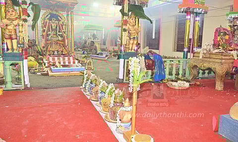 திருநாகேஸ்வரம் ஒப்பிலியப்பன் கோவில் குடமுழுக்கு விழா:கோவிலை சுற்றி 30 அடி தூரத்துக்கு பக்தர்கள் மீது புனிதநீர் தெளிக்க ஏற்பாடு