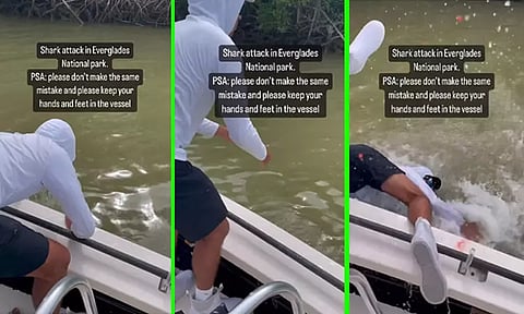 எச்சரிக்கையை மீறி ஆற்றில் கை கழுவிய நபர்... படகில் இருந்து இழுத்து சென்ற சுறா..!! பரபரப்பு வீடியோ