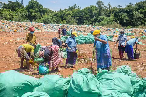 தஞ்சை மருத்துவக்கல்லூரி ஆஸ்பத்திரி வளாகத்தில் தேங்கிக்கிடந்த 15 டன் கழிவுகள் தரம்பிரித்து அகற்றும் பணி தீவிரம்