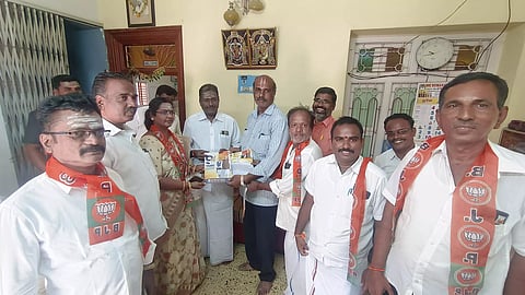 பா.ஜ.க. அரசின் 9 ஆண்டு சாதனை துண்டு பிரசுரம் வினியோகம்