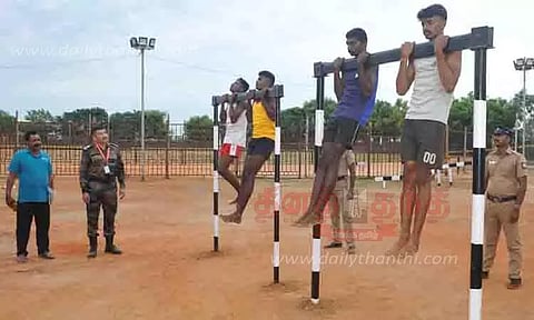 ராணுவத்திற்கான எழுத்து தேர்வில் தேர்ச்சி பெற்ற இளைஞர்களுக்கு 3-வது நாளாக உடற்தகுதி தேர்வு