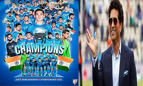 தெற்காசிய கால்பந்து சாம்பியன்ஷிப்: பட்டம் வென்ற இந்திய அணிக்கு சச்சின் டெண்டுல்கர் பாராட்டு...!!