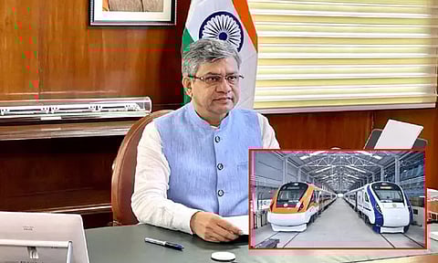 தேசிய கொடியை தழுவி வந்தே பாரத் எக்ஸ்பிரஸ் ரெயிலின் புதிய நிறம் மாற்றம்; மத்திய ரெயில்வே மந்திரி