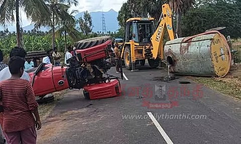 சத்தியமங்கலம் அருகே டிராக்டர் கவிழ்ந்து டிரைவர் சாவு