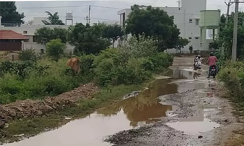 குண்டும், குழியுமான காவிலிபாளையம்-கணியாம்பூண்டி சாலை