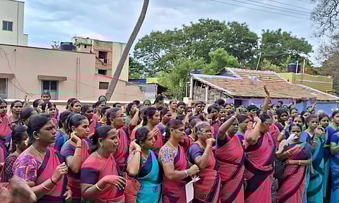 அங்கன்வாடி பணியாளர்கள் ஆர்ப்பாட்டம்