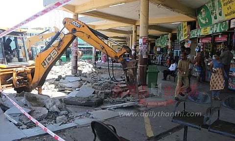 புதிய பஸ் நிலையத்தில் பிளாட்பாரங்கள் இடிப்பு