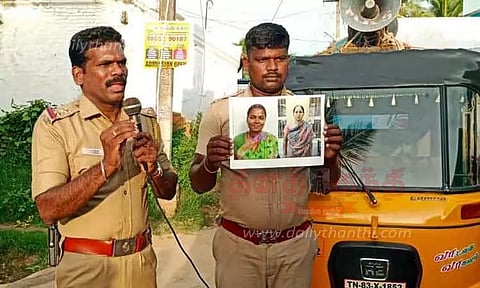 திருட்டு சம்பவத்தில் தொடர்புடைய பெண் படத்துடன் போலீசார் விழிப்புணர்வு