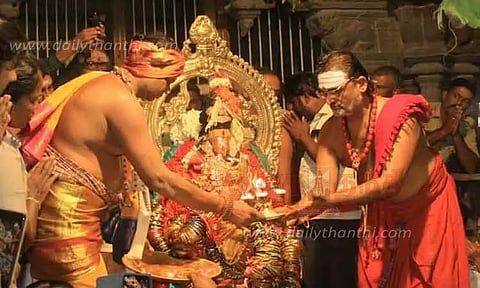 நெல்லையப்பர் கோவிலில் காந்திமதி அம்மனுக்கு வளைகாப்பு நிகழ்ச்சி