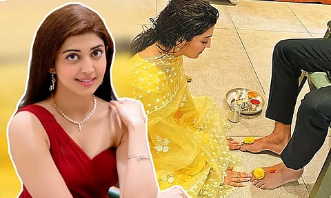 கணவருக்கு பாத பூஜை செய்து... சர்ச்சையில் சிக்கிய நடிகை பிரணிதா