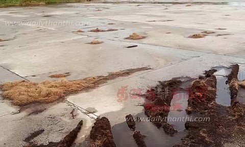 தென்னை நார் உலர வைக்கும் பணி பாதிப்பு