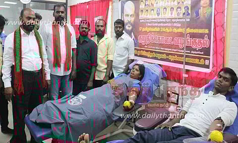 தமிழக மக்கள் முன்னேற்ற கழகத்தினர் ரத்ததானம்