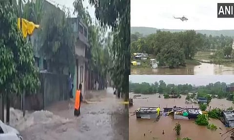 மராட்டியத்தில் கனமழையால் வெள்ளத்தில் சிக்கி தவிக்கும் மக்கள்; ஹெலிகாப்டர்கள் மூலம் மீட்பு பணி