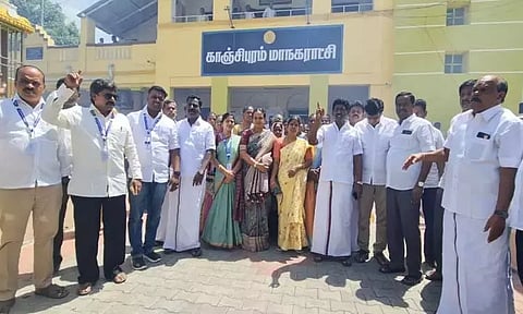 காஞ்சீபுரம் மாநகராட்சியில் வரி விதிப்பு மேல்முறையீட்டு குழு உறுப்பினர் தேர்தலில் தி.மு.க. கூட்டணி கட்சியினர் வெற்றி