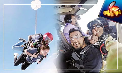 ஸ்கை டைவிங்கில்... சாதனை வானில் பறக்கும் 'சாகச வீரர்'..!