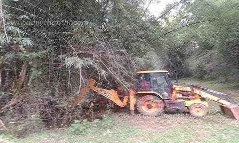 சாலையோர புதர்கள் அகற்றம்