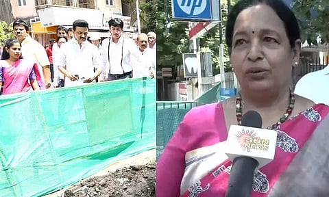 அசோக் நகரில் ஆய்வின் போது சி.ஆர். சரஸ்வதியை நலம் விசாரித்த முதல்-அமைச்சர் மு.க.ஸ்டாலின்