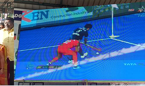 புதுக்கோட்டை பழைய பஸ் நிலையத்தில் எல்.இ.டி. திரையில் நேரடி ஒளிபரப்பு