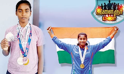 தொடர் ஓட்டத்தில் தங்கப் பதக்கம் வென்று ஆசிய அளவில் அசத்திய மாணவி