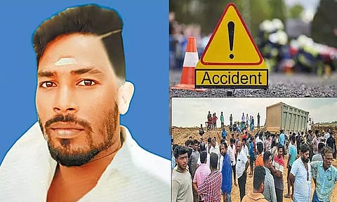 கும்மிடிப்பூண்டியில் லாரி சக்கரத்தில் சிக்கி வாலிபர் பலி