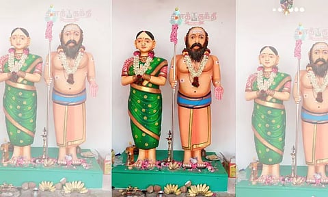 தாத்தா-பாட்டிக்கு சிலை வைத்துகோவில் கட்டி வழிபடும் பேரன்கள்