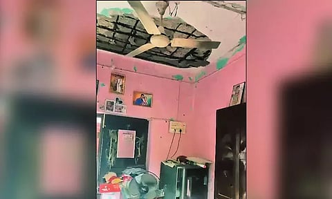 கீழ்ப்பாக்கம் போலீஸ் குடியிருப்பில் வீட்டின் மேற்கூரை பூச்சு இடிந்து விழுந்தது