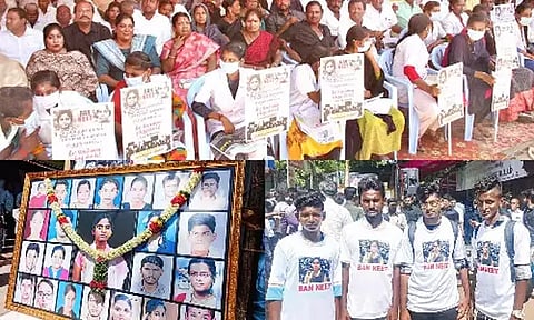 நீட் தேர்வை ரத்து செய்யக்கோரி மதுரையில் தி.மு.க.வினர் உண்ணாவிரத போராட்டம்