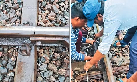 திருநின்றவூர் அருகே தண்டவாளத்தில் விரிசல்; எக்ஸ்பிரஸ் ரெயில்கள் தாமதம்