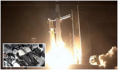 4 விண்வெளி வீரர்களுடன் விண்ணில் பாய்ந்தது ஸ்பேஸ் எக்ஸ் ராக்கெட்..!!!