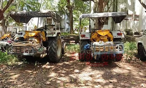 பாறை உடைக்க பயன்படுத்திய எந்திரங்கள் பறிமுதல்