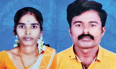 கணவரை கழுத்தை நெரித்து கொன்று கிணற்றில் குதித்து பெண் தற்கொலை