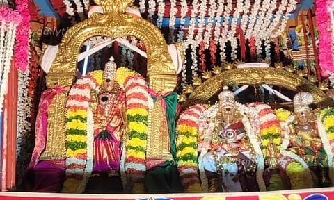 சப்தா வர்ண சப்பரத்தில் மீனாட்சி அம்மன்