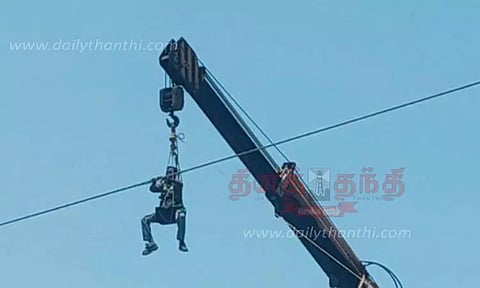 அறுந்து விழும் நிலையில் இருந்த உயர் அழுத்த மின்கம்பி