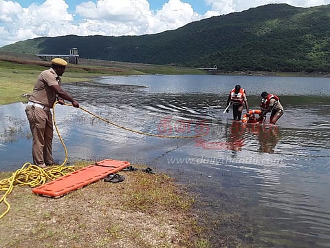 வாணியாறு அணையில் தீயணைப்பு துறையினர் பாதுகாப்பு ஒத்திகை