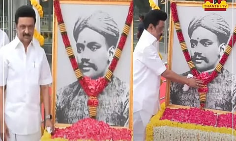 வ.உ.சி பிறந்த தினம் - உருவப்படத்திற்கு முதல்-அமைச்சர் மு.க.ஸ்டாலின் மலர்தூவி மரியாதை