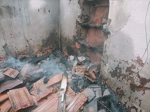 கூலித்தொழிலாளி வீட்டில் தீ