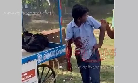 பஸ் சக்கரத்தில் சிக்கி பிளஸ்-1 மாணவரின் கை சிதைந்தது