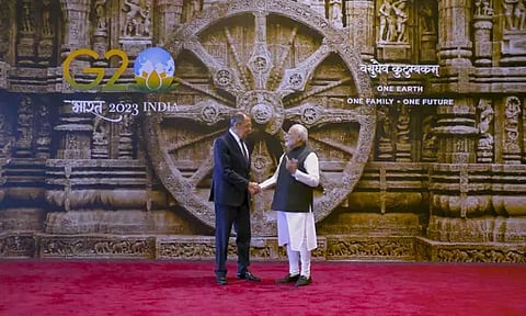 ஜி20 மாநாட்டு வரவேற்பு நிகழ்ச்சியில் கோனார்க் சக்கரம்.. வியந்து பார்த்த தலைவர்கள்..!